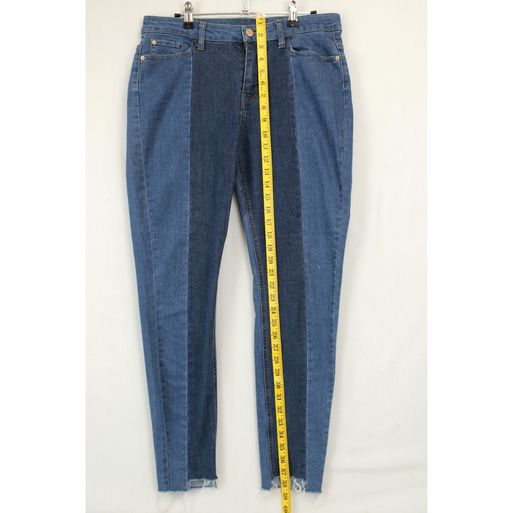 For The Republic Two Tone Denim Ankle Jeans Raw Hem Women 10 / 29 Blue Pants - Picture 3 of 10